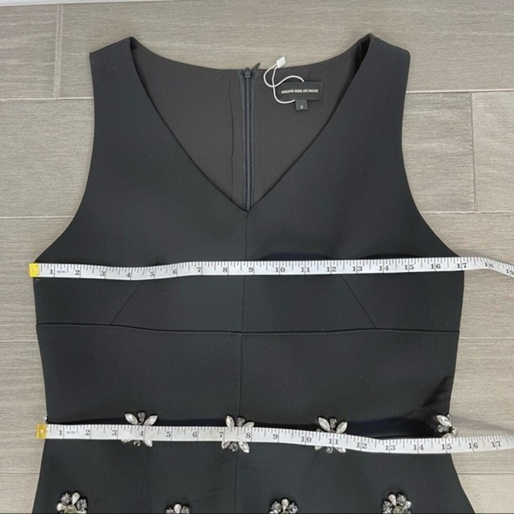 Wrong Side of Right Black Scuba Neoprene Crystal Embellished Fit & Flare Dress S - Picture 13 of 16